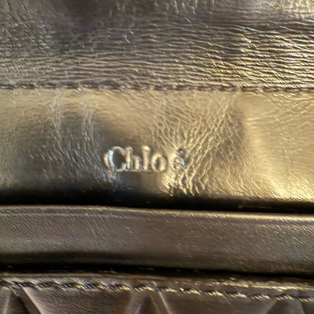 CHLOE Vintage Elise Black Leather Quilted Zip Around Wallet w Unbranded Chain - Picture 6 of 17